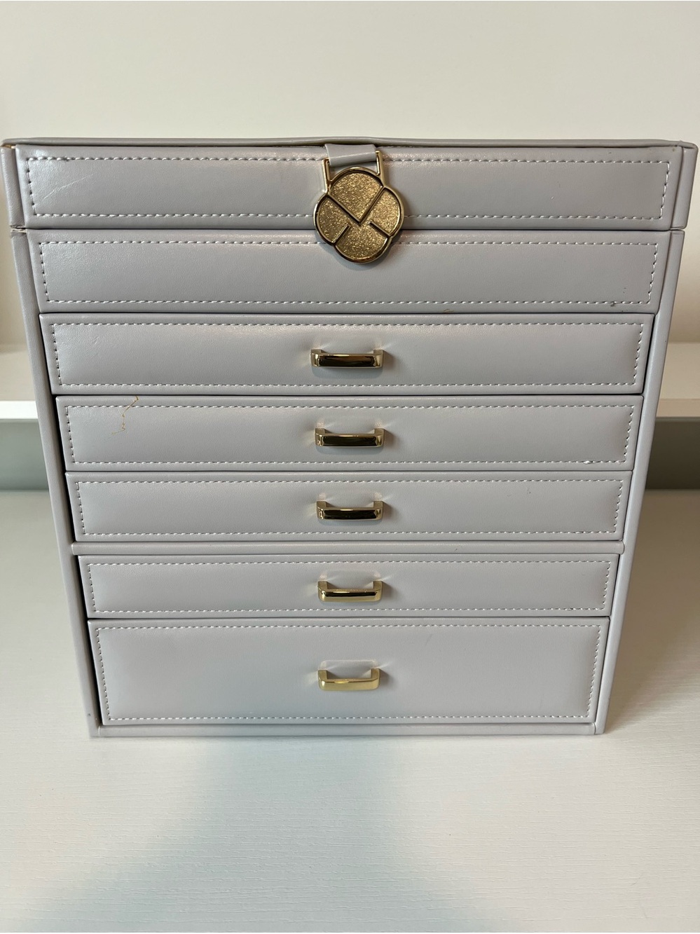 Vlando 6 tier large jewelry storage box with mirror. 11” x 10.5” x 6.25”.